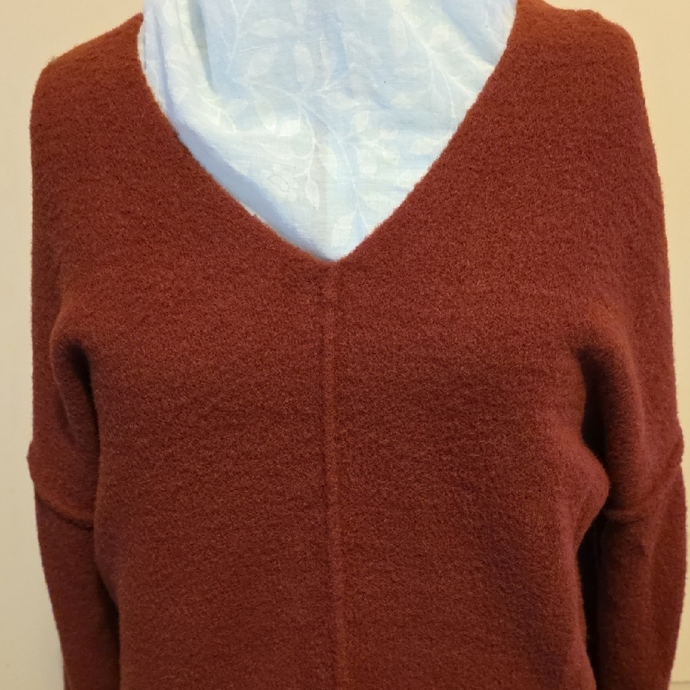 STYLUS Women's V-Neck Sweater - Deep Red [2/$20] - Picture 3 of 3